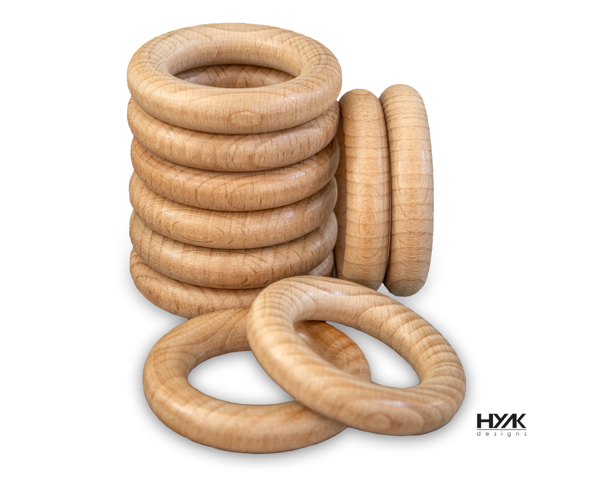 70mm eco-friendly beech wood ring for toys and stuffed animals.
