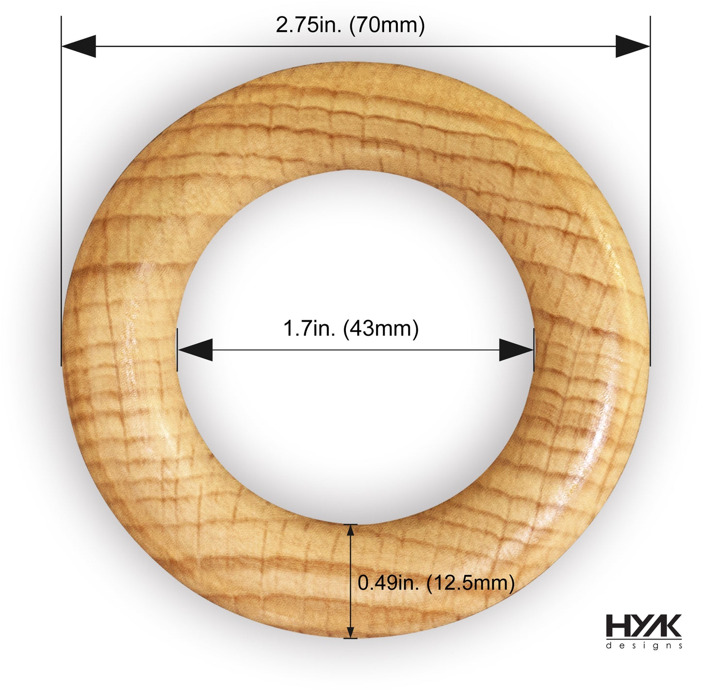 Natural Beech Wood Ring (70mm) for DIY crafts and pet toys.