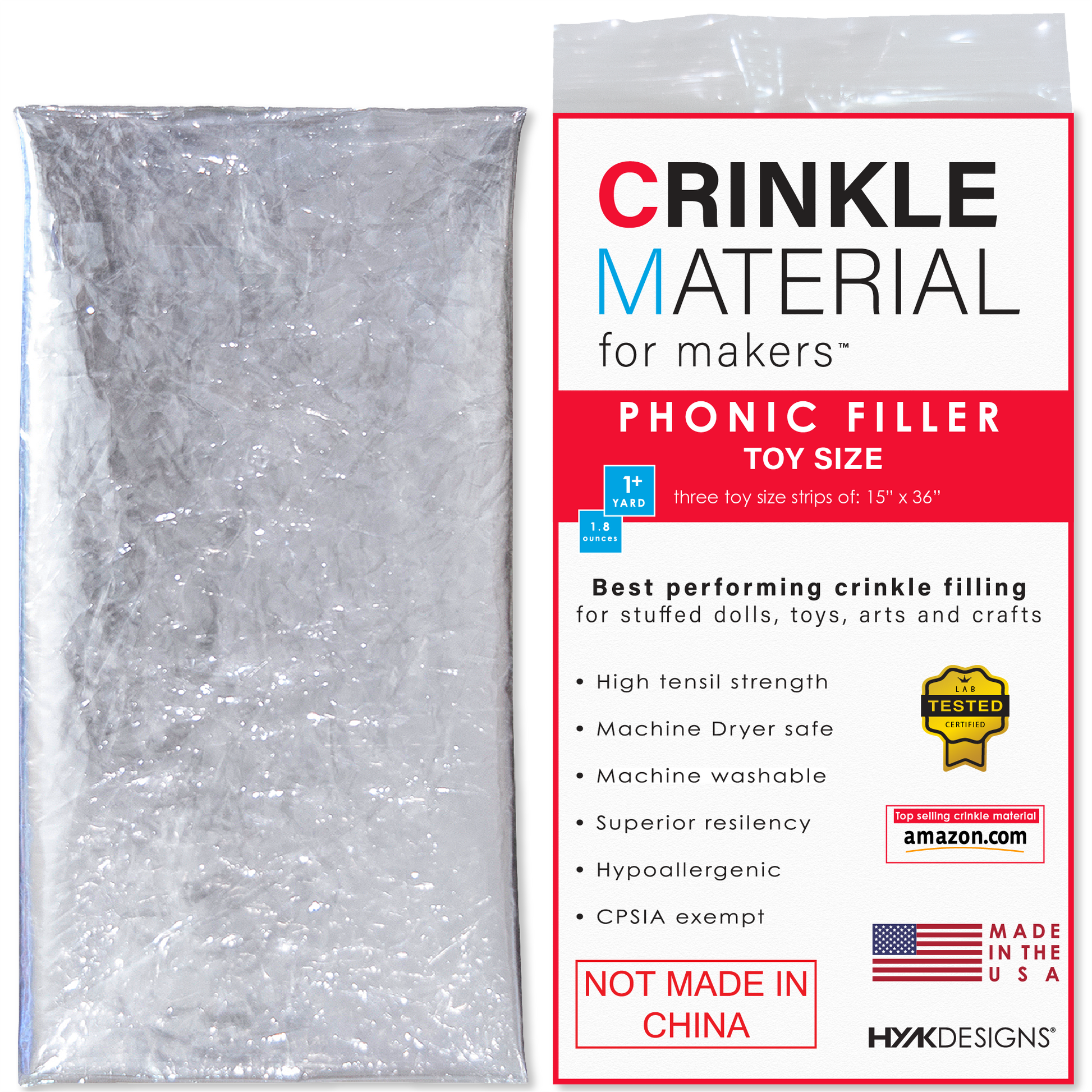 HYAKDesigns Crinkle Material. Small toy size sheets of crinkle material for crafts and sensory toys. 