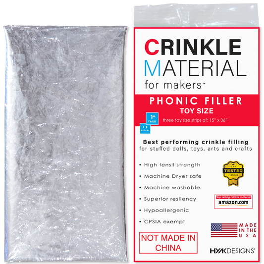 HYAKDesigns Crinkle Material. Small toy size sheets of crinkle material for crafts and sensory toys. 